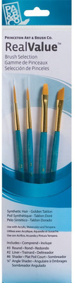 Princeton Golden Taklon Round 3, Liner 2, Shader 6, Angle Shader 1/4(Set of 1, Golden Taklon)