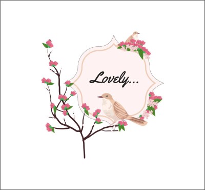 Impression Wall 58 cm Lovley Bird Swirl Wall Sticker Self Adhesive Sticker(Pack of 1)