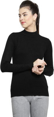 GLOBAL REPUBLIC Solid Round Neck Casual Women Black Sweater