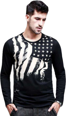 Seven Rocks Graphic Print Men Round Neck Black T-Shirt