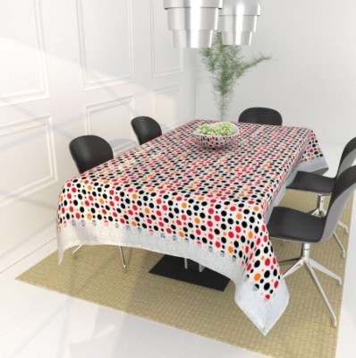 Hot Dealzz Printed 6 Seater Table Cover(White, Black, Red, PVC (Polyvinyl Chloride))