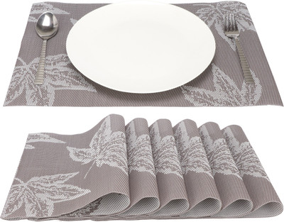Tedemel Rectangular Pack of 6 Table Placemat(Brown, PVC)