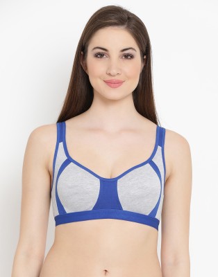 Clovia Cotton Non-Padded Non-Wired Colourblock Bra Women T-Shirt Non Padded Bra(Blue)