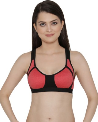 Clovia Cotton Rich Non-Padded Non-Wired T-Shirt Bra Women Sports Non Padded Bra(Black, Pink)