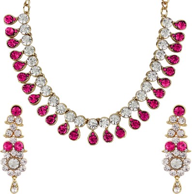 JEWELS GURU Alloy Gold-plated Pink, Gold, White, Multicolor Jewellery Set(Pack of 1)