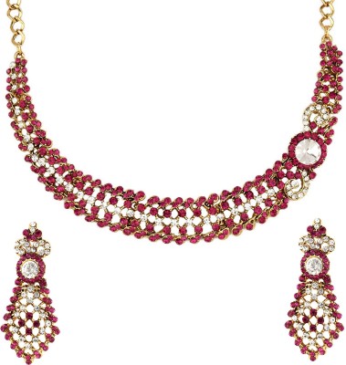 JEWELS GURU Alloy Gold-plated Gold, Pink, White Jewellery Set(Pack of 1)