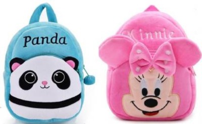 Bluemoon BM-combo 1 Blue Panda & 1 pink Minnie 12 L Backpack(Multicolor)