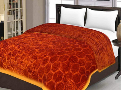 Swikon star Self Design Single Mink Blanket for  Heavy Winter(Polyester, Brown)