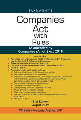 COMPANIES ACT WITH RULES AS AMENDED BY COMPANIES(AMDT) ACT 2019(ENGLISH, Paperback, TAXMANN)