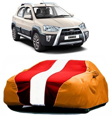 MSR STORE Car Cover For Toyota Etios Cross (With Mirror Pockets)(Red, Orange)