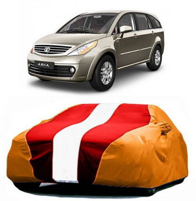 HDSERVICES Car Cover For Tata Aria (With Mirror Pockets)(Red, Orange)