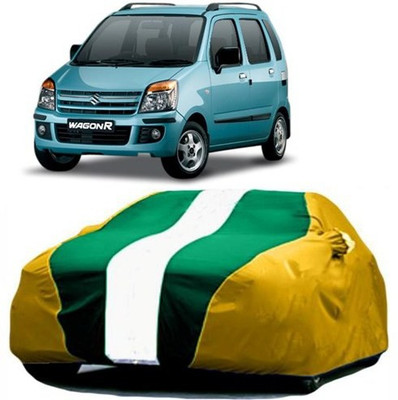 VIRMANG Car Cover For Maruti Suzuki WagonR (With Mirror Pockets)(Yellow, Green)