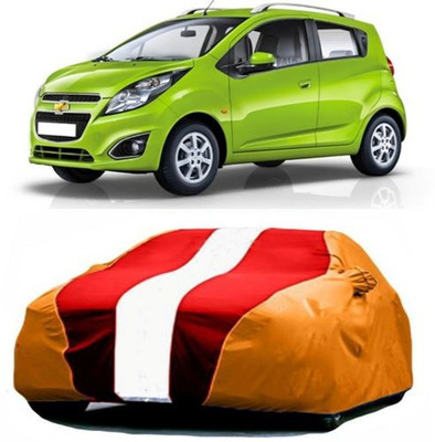 HDSERVICES Car Cover For Chevrolet Beat (With Mirror Pockets)(Red, Orange)