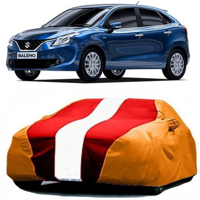 HDSERVICES Car Cover For Maruti Suzuki Baleno (With Mirror Pockets)(Red, Orange)