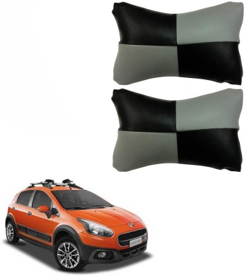 AdroitZ Black, Grey Leatherite Car Pillow Cushion for Fiat(Rectangular, Pack of 2)