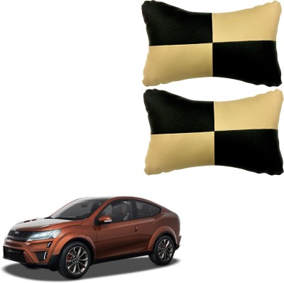 AdroitZ Black, Beige Leatherite Car Pillow Cushion for Mahindra(Rectangular, Pack of 2)