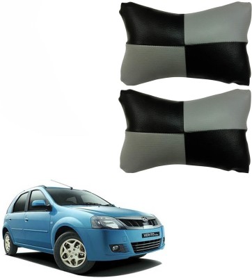 AdroitZ Black, Grey Leatherite Car Pillow Cushion for Mahindra(Rectangular, Pack of 2)