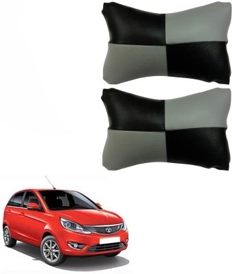 AdroitZ Black, Grey Leatherite Car Pillow Cushion for Tata(Rectangular, Pack of 2)