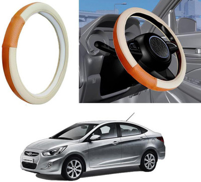 Auto Kite Steering Cover For Hyundai Verna(Camel, Beige, Leatherite)
