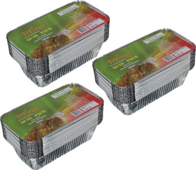 Freshee Aluminium Utility Container  - 660 ml(Pack of 3, Silver)