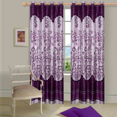 Home Expert 213.36 cm (7 ft) Polyester Door Curtain (Pack Of 2)(Printed, Purple)