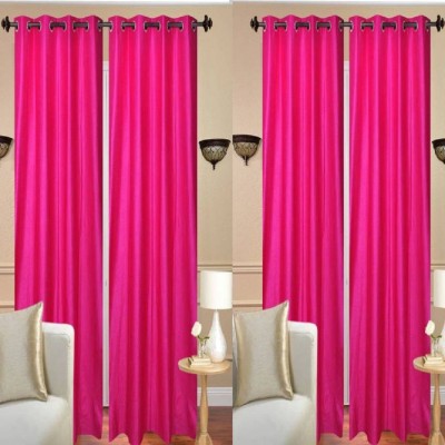 New panipat textile zone 213.36 cm (7 ft) Polyester Door Curtain (Pack Of 2)(Solid, Dark Pink)