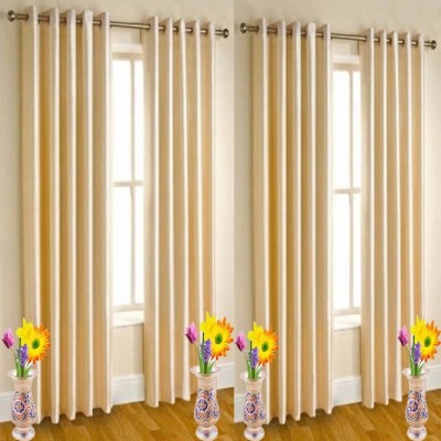 New panipat textile zone 274.32 cm (9 ft) Polyester Long Door Curtain (Pack Of 4)(Solid, Cream)