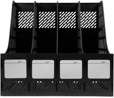 nabhu 4 Compartments Plastic Plastic File Holder Office Desk Table(Black)