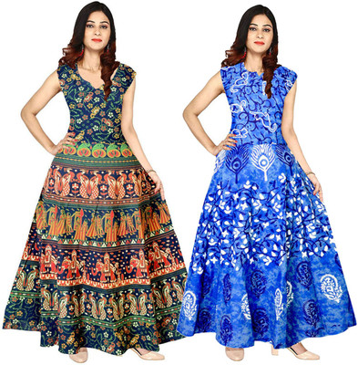 mudrika women's maxi multicolor dress