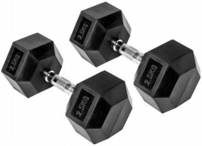 DreamFit Pair Of 2.5 Kg Rubber Coated Hex Dumbbells( 2 x 2.5kg = 5 kg Fixed Weight Dumbbell(5 kg)