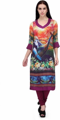 Natty India Women Printed Straight Kurta(Multicolor)