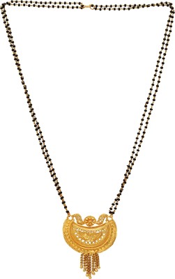 MissMister Gold Plated Handmade Filigree workhalf Moon Design Ethnic Mangalsutra Necklace Jewellery Women  Brass Mangalsutra