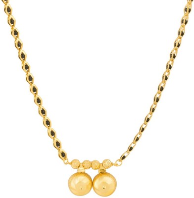 MissMister Gold Plated 2 wati Mangalsutra with Black Bead String for Women Brass Mangalsutra Necklace Jewellery for Women Brass Mangalsutra