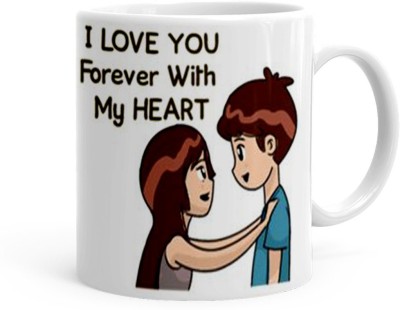 Kesri Gifts Love You Forever With My Heart Theme(kg-jan-07738P) Ceramic Coffee Mug(325 ml)