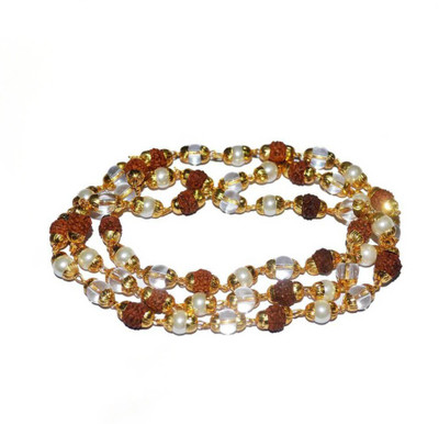 MORMUKUT RUDRAKSHA SPHATIK WITH MOTI MALA Quartz Wood, Crystal Necklace