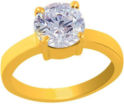 CLEAN GEMS Certified Zircon (American Diamond) 3.25 Ratti or 3 Carat for Male & Female Panchdhatu 22k Gold Plated Ring Alloy Ring