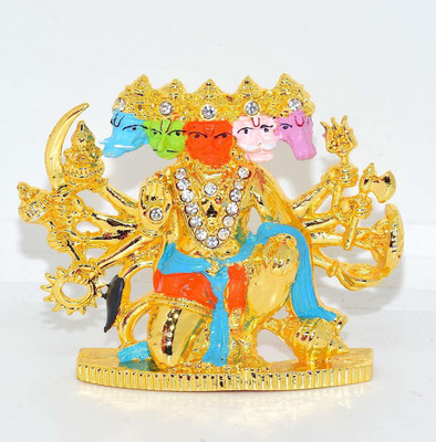 RUDRA DIVINE Panchmukhi Hanuman Brass Idol For Car Dashboard Decorative Showpiece  -  7 cm(Brass, Multicolor)