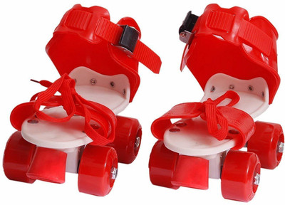 MON N MOL Roller Adjustable Inline Skating Shoes for Kids Age Group 4-12 Years Quad Roller Skates - Size 4-9 UK(Red)
