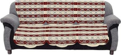 Dakshya Industries Cotton 3 Seater Sofa Floral Cover(Pack of 2 Maroon)