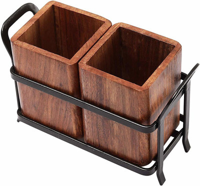 Xllent Empty Cutlery Holder Case(brown  Holds 2 Pieces)
