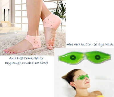 Snowpearl Anti Heel Set for Dry, Rough, Crust & Aloe Vera Gel Eye Mask Heel Support(Beige)