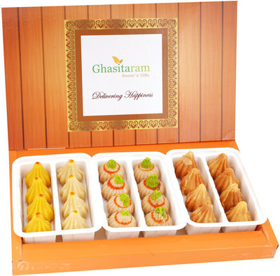 Ghasitaram Gifts Box of Mawa ,Kaju and Mysore Pak Modaks Box(3 x 200 g)