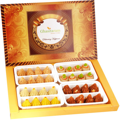 Ghasitaram Gifts Big Box of Mawa ,Kaju, Milk Cake and Dodha Barfi Modaks Box(4 x 200 g)