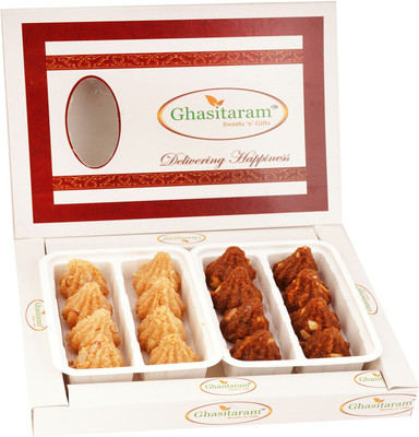 Ghasitaram Gifts White Box of Dodha Barfi and Milk Cake Modaks Box(2 x 200 g)