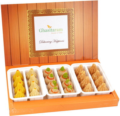 Ghasitaram Gifts Box of Mawa ,Kaju and Milk Cake Modaks Box(3 x 200 g)