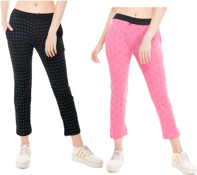 Indistar Printed Women Pink, Black Track Pants
