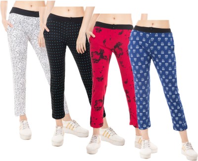 IndiWeaves Printed Women Red, White, Blue, Black Track Pants