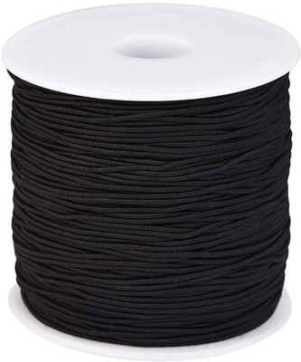 DIY Crafts Black Elastic Cord Beading Threads Stretch String Fabric Crafting Cords(1mm/100m)