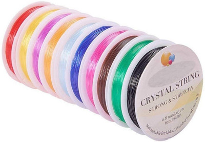 DIY Crafts Elastic Stretch Polyester Beading Thread Cord (10 M) (Pack of 10 Roll)