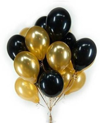 FANEX Solid Solid Metallic HD Golden Balloon(Black, Gold, Pack of 50)